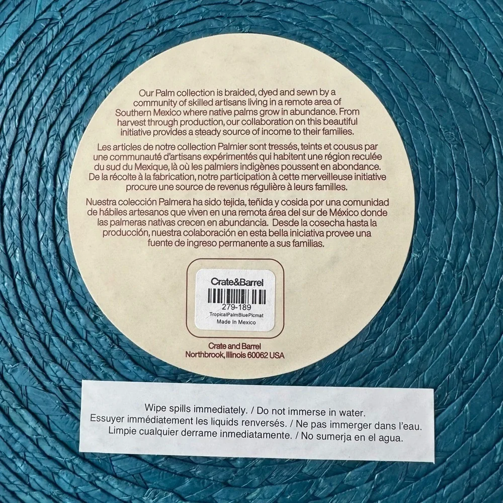 Crate&Barrel Blue Woven Placemats